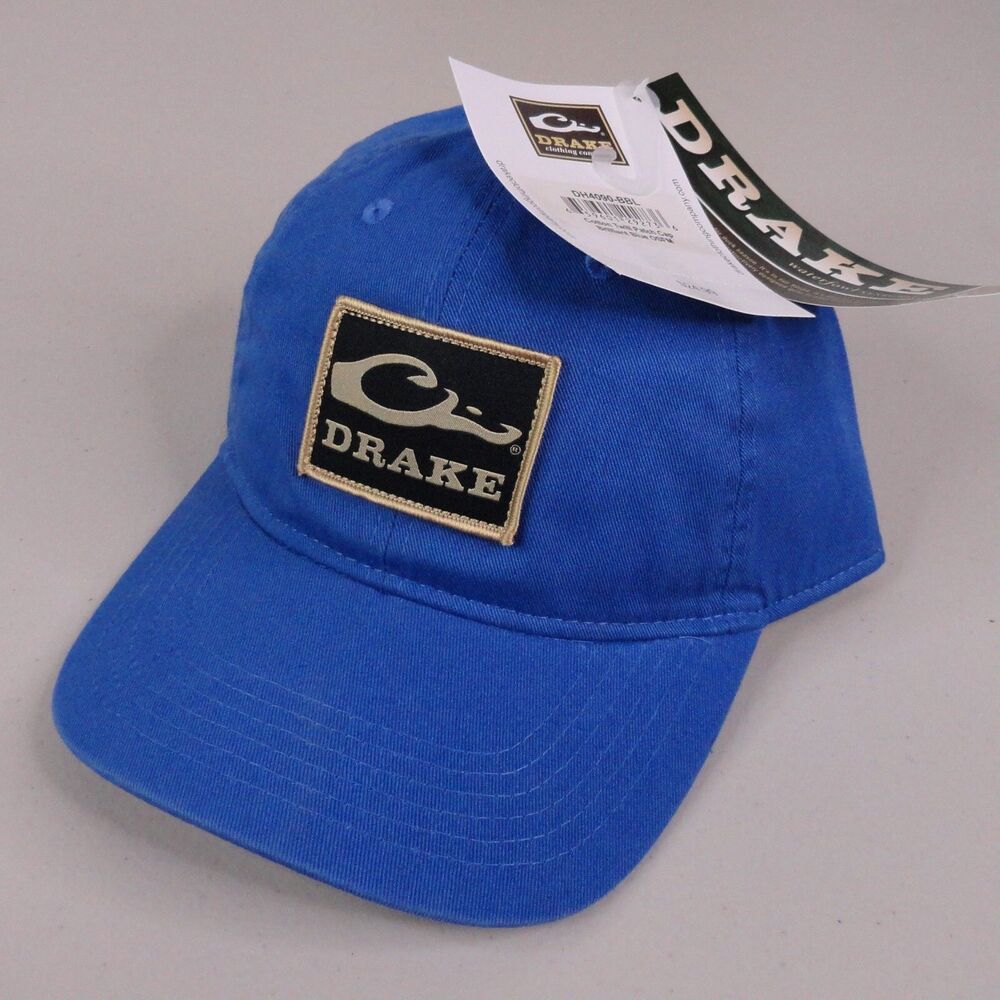Drake Waterfowl Hat Blue Cotton Twill Logo Patch Strapback Dad Ball Cap NWT New